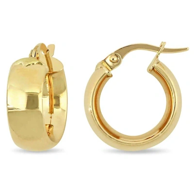 Amour 15mm Satin Finish Hoop Earrings In 10k Yellow Gold