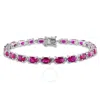 AMOUR AMOUR 16 1/2 CT TGW CREATED RUBY BRACELET IN STERLING SILVER