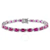 Amour 16 1/2 Ct Tgw Created Ruby Bracelet In Sterling Silver In White