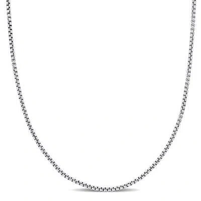 Pre-owned Amour 1.6mm Round Box Link Necklace In 14k White Gold - 16 In