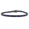 AMOUR AMOUR 17 CT CREATED BLUE AND BLACK SAPPHIRE MEN'S TENNIS BRACELET IN BLACK RHODIUM PLATED STERLING S