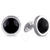 AMOUR AMOUR 17 CT TGW BLACK ONYX BEZEL SET CUFFLINKS WITH BRAIDED ACCENT IN STERLING SILVER