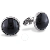 AMOUR AMOUR 17 CT TGW BLACK ONYX BEZEL SET CUFFLINKS WITH MILGRAIN FINISH IN STERLING SILVER