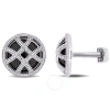 Amour 17 Ct Tgw Black Onyx Cufflink In Sterling Silver In White