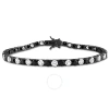 Amour 17 Ct Tgw Created White And Black Sapphire Men's Tennis Bracelet In Black Rhodium Plated Sterl In Black