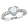 AMOUR AMOUR 1/7 CT TW DIAMOND AND OPAL HEART HALO RING IN STERLING SILVER