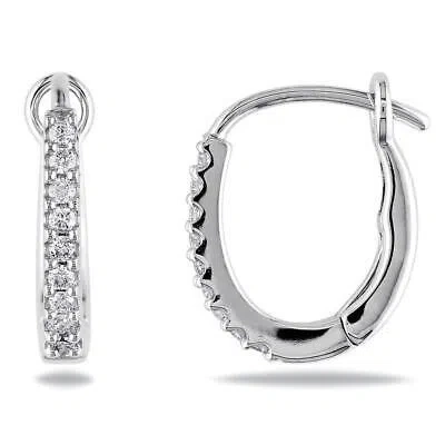 Pre-owned Amour 1/7 Ct Tw Diamond Hoop Earrings In 14k White Gold
