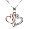 Amour 1/7 Ct Tw Diamond Interlocking Heart Pendant With Chain In 2-tone Pink And White Sterling Silv In Two Tone  / Pink / Silver / Spring / White