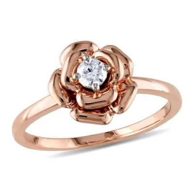 Amour 1/7 Ct Tw Diamond Rose Bud Ring In 10k Rose Gold In Pink