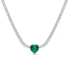 Amour 18 Ct Tgw Heart Shaped Green Cubic Zirconia And Created White Sapphire Tennis Necklace In Ster In White