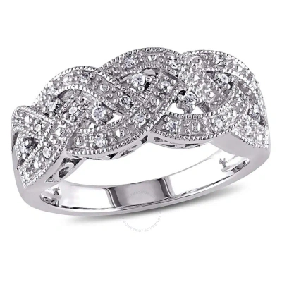 Amour 1/8 Ct Tw Braided Diamond Ring In Sterling Silver In Metallic