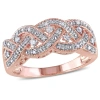 AMOUR AMOUR 1/8 CT TW DIAMOND BRAIDED RING IN ROSE PLATED STERLING SILVER
