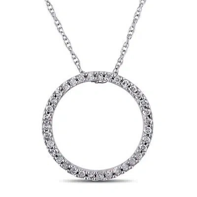 Pre-owned Amour 1/8 Ct Tw Diamond Circle Pendant With Chain In 10k White Gold In Check Description