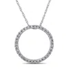 Amour 1/8 Ct Tw Diamond Circle Pendant With Chain In 10k White Gold In Gold / White