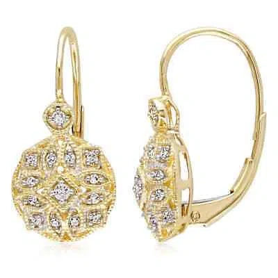 Pre-owned Amour 1/8 Ct Tw Diamond Vintage Leverback Earrings In 14k Yellow Gold In Check Description
