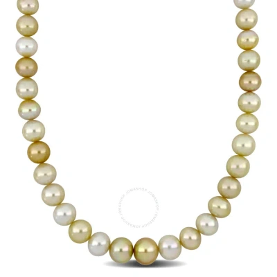 Amour 18 In 10-13mm White And Golden South Sea Cultured Pearl Necklace In 14k Yellow Gold