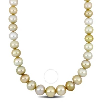 Amour 18 In 11-15mm White And Golden South Sea Cultured Pearl Necklace In 14k Yellow Gold