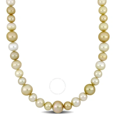 Amour 18 In 11-15mm White And Golden South Sea Cultured Pearl Necklace In 14k Yellow Gold