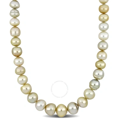 Amour 18 In 12-15mm Off-round Golden South Sea Cultured Multi-colored Pearl Necklace In 14k Yellow G
