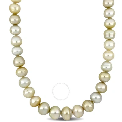 Amour 18 In 12-15mm Off-round Golden South Sea Cultured Pearl Necklace In 14k Yellow Gold