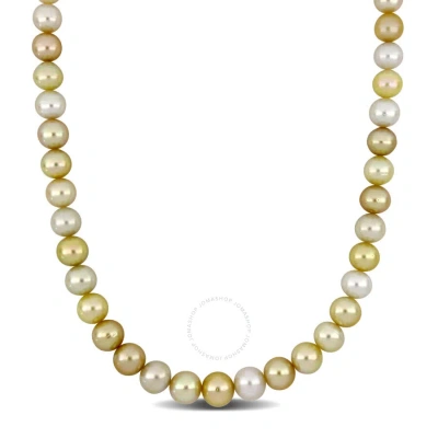 Amour 18 In 8-10mm White And Golden South Sea Cultured Pearl Multi-colored Necklace In 14k Yellow Go
