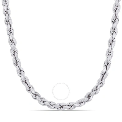 Amour 18 Inch Rope Chain Necklace In Sterling Silver With Lobster Clasp (5mm) In White