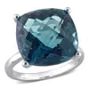 Amour 19 1/4 Ct Tgw Cushion Checkerboard London Blue Topaz Cocktail Ring In 14k White Gold In White