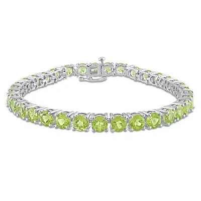 Pre-owned Amour 19 5/8 Ct Tgw Peridot Tennis Bracelet In Sterling Silver In White
