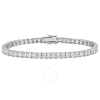AMOUR AMOUR 19 CT TGW SQUARE CREATED WHITE SAPPHIRE MEN'S TENNIS BRACELET IN STERLING SILVER