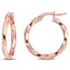 Amour 19mm Twisted Hoop Earrings In 10k Rose Gold In Pink