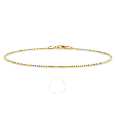 Amour 1mm Ball Chain Anklet In Yellow Plated Sterling Silver
