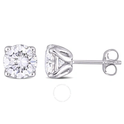 Amour 2 1/2 Ct Dew Created Moissanite Solitaire Stud Earrings In 10k White Gold