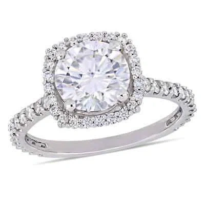 Pre-owned Amour 2 1/2 Ct Dew Moissanite Halo Engagement Ring In 10k White Gold In Check Description
