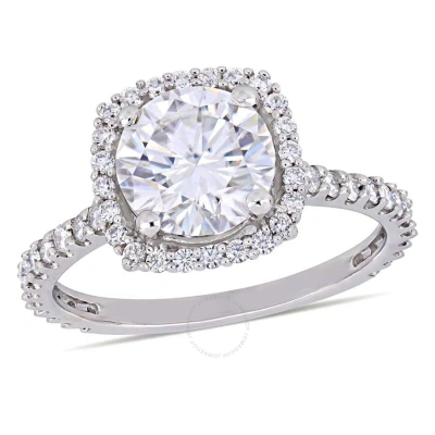 Amour 2 1/2 Ct Dew Moissanite Halo Engagement Ring In 10k White Gold In Gold / Gold Tone / White