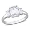 AMOUR AMOUR 2 1/3 CT DEW CREATED MOISSANITE THREE-STONE ENGAGEMENT RING IN STERLING SILVER