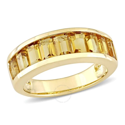 Amour 2 1/3 Ct Tgw Baguette-cut Citrine Semi-eternity Anniversary Band In Sterling Silver In Gold