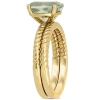 Amour 2 1/3ct Tgw Green Quartz Twist Bridal Ring Set In 14k Yellow Gold In Green