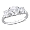 AMOUR AMOUR 2 1/4 CT DEW CREATED MOISSANITE THREE-STONE ENGAGEMENT RING IN STERLING SILVER