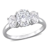 AMOUR AMOUR 2 1/4 CT DEW CREATED MOISSANITE THREE-STONE ENGAGEMENT RING IN STERLING SILVER