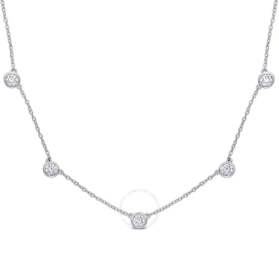 Amour 2 1/4 Ct Dew Created Moissanite Yard Necklace In Sterling Silver In White