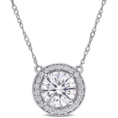 Amour 2 1/5 Ct Dew Created Moissanite Circle Necklace In 14k White Gold