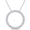 Amour 2 1/5 Ct Dew Created Moissanite Circle Pendant With Chain In 14k White Gold In White