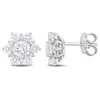 Amour 2 1/6ct Tdw Diamond Sunburst Stud Earrings In 14k White Gold In White