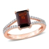 AMOUR AMOUR 2 1/8 CT TGW OCTAGON GARNET AND 1/5 CT TDW DIAMOND SPLIT SHANK RING IN 14K ROSE GOLD