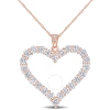 Amour 2 2/5 Ct Dew Created Moissanite Heart Pendant With Chain In Rose Gold Plated Sterling Silver In Rose Gold-tone