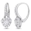 Amour 2 2/5 Ct Tgw Created White Sapphire Halo Heart Leverback Earrings In Sterling Silver In White
