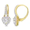 Amour 2 2/5 Ct Tgw Created White Sapphire Halo Heart Leverback Earrings In Yellow Plated Sterling Si In Yellow