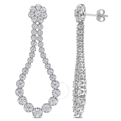 Amour 2 3/4 Ct Dew Created Moissanite Open Pear Shape Dangle Earrings In Sterling Silver In Metallic