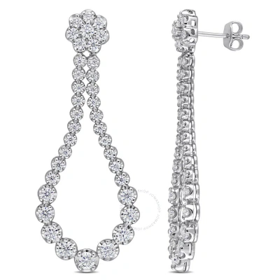 Amour 2 3/4 Ct Dew Created Moissanite Open Pear Shape Dangle Earrings In Sterling Silver In White