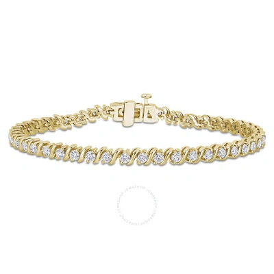 Amour 2 3/4 Ct Dew Created Moissanite S-link Tennis Bracelet In Yellow Plated Sterling Silver